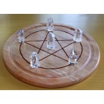 Large Wooden Crystal Healing Grid with Six Quartz Points